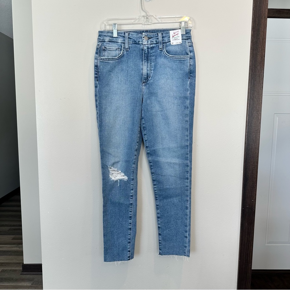 Joe’s Jeans High Rise Honey Curvy Skinny Crop Women's Blue Stretch Ankle Raw Hem
